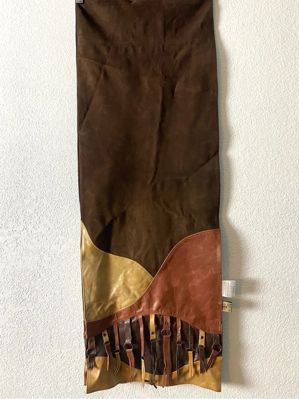 Stetson Home Classics Leather Patchwork Western Rustic Table Runner Brown